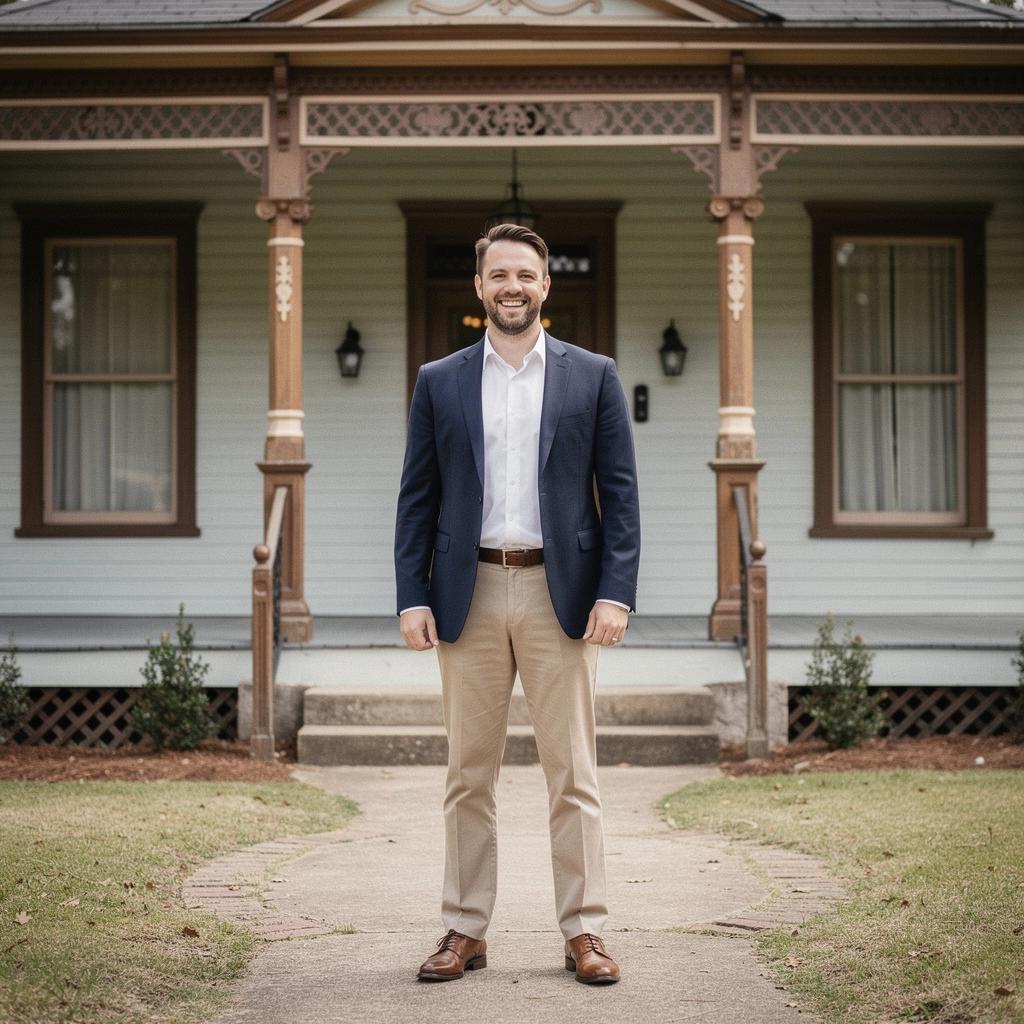 Исторический дом с восстановленной архитектурой в живописном районе.